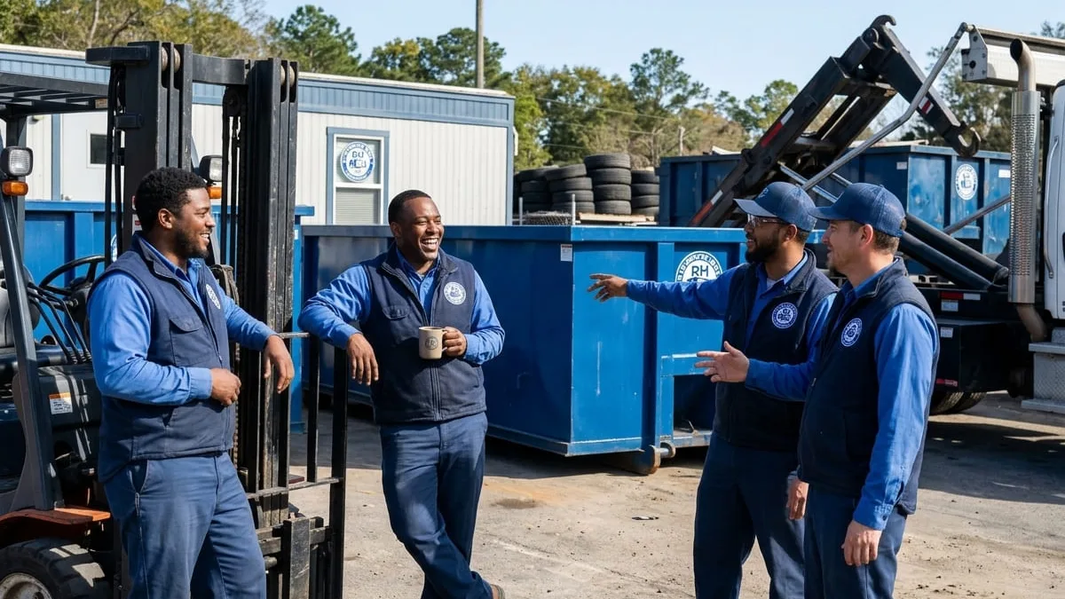 RH Dumpster Rental Tallahassee delivering a roll-off dumpster across the Tallahassee service area